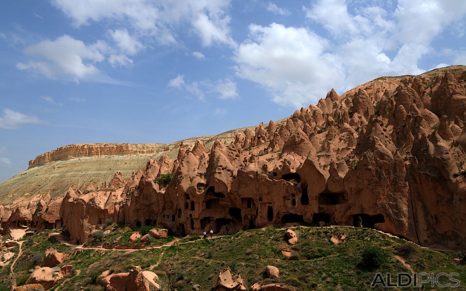 Many rock formations in Cappadocia