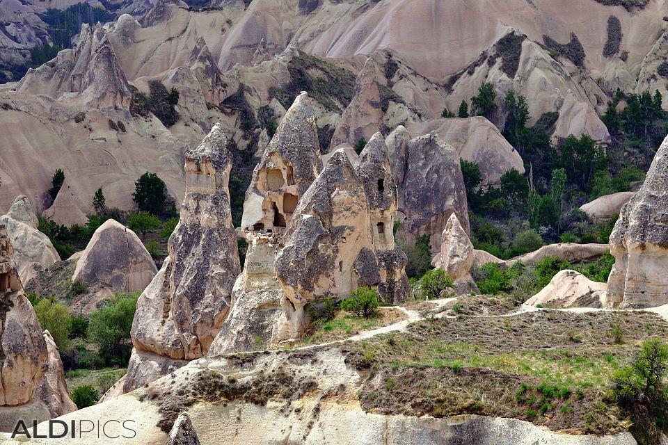 Many rock formations in Cappadocia